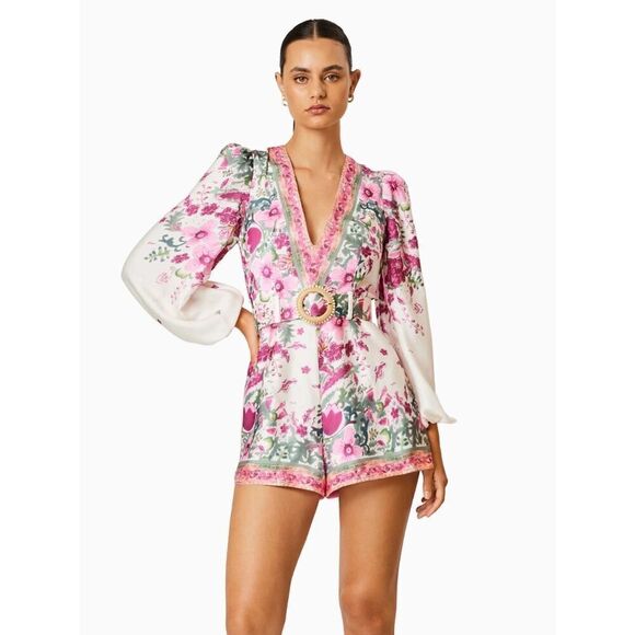 Elliatt Floral Pink and White Romper - Picture 1 of 8